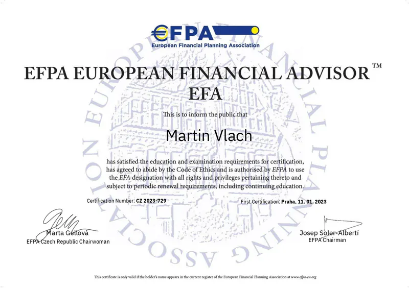 Certifikát - EFA